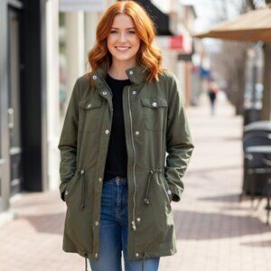 Snobbish Utility Anorak Jacket XL | Olive Green Drawstring Waist / Zip in hood